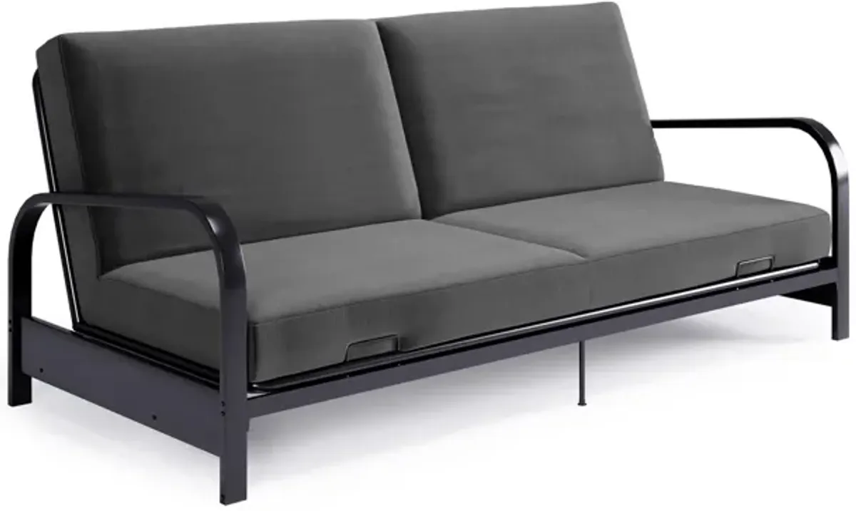 Millie Convertible Metal Frame Futon Sofa with Coil Mattress with Multiple Positions for Seating and Sleeping