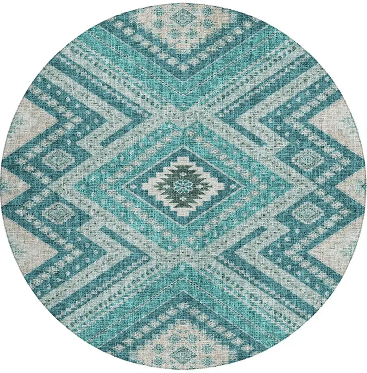 Portico PO5 Teal 8' Round Rug