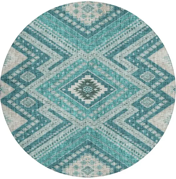 Portico PO5 Teal 8' Round Rug