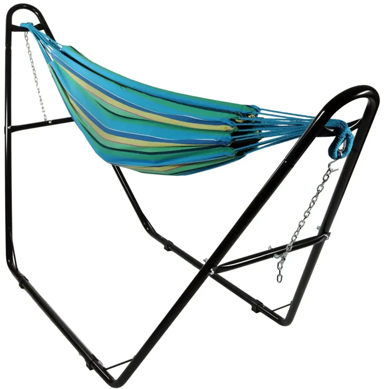 Sunnydaze 2-Person Cotton Hammock with Universal Steel Stand