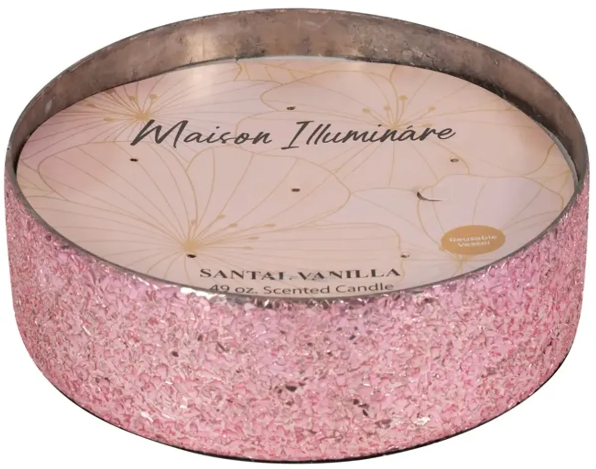 8" Pink Glass Bowl Candle, 49oz