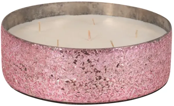 8" Pink Glass Bowl Candle, 49oz