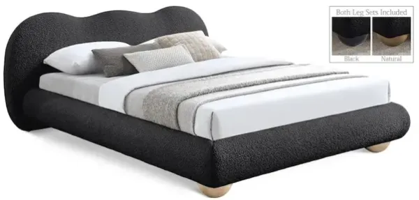 Meridian Furniture Hyde Black Boucle Fabric Queen Bed