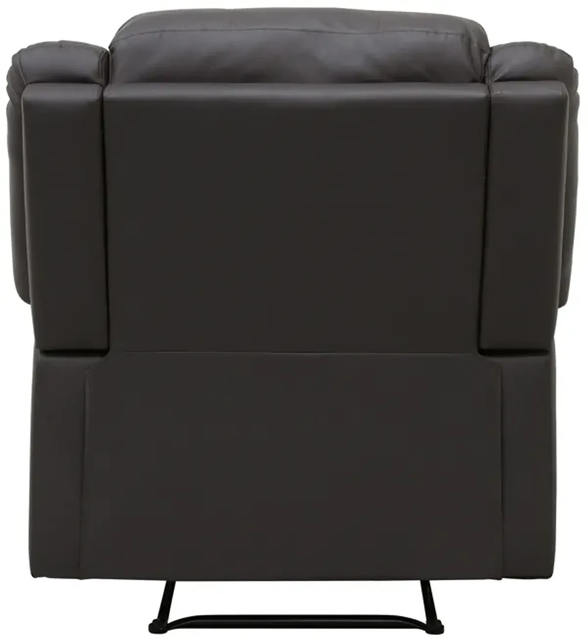 Chris 38 Inch Manual Recliner Chair, Solid Wood, Black Faux Leather - Benzara