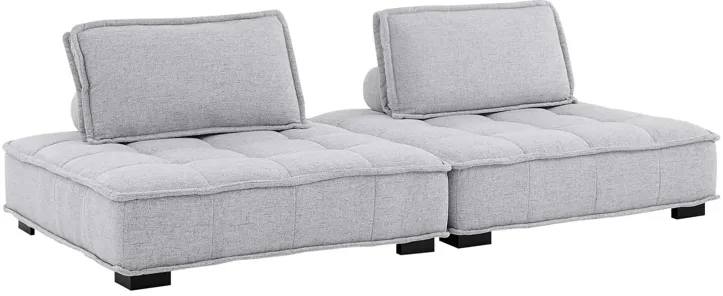 Saunter Tufted Fabric 2-Piece Loveseat Gray