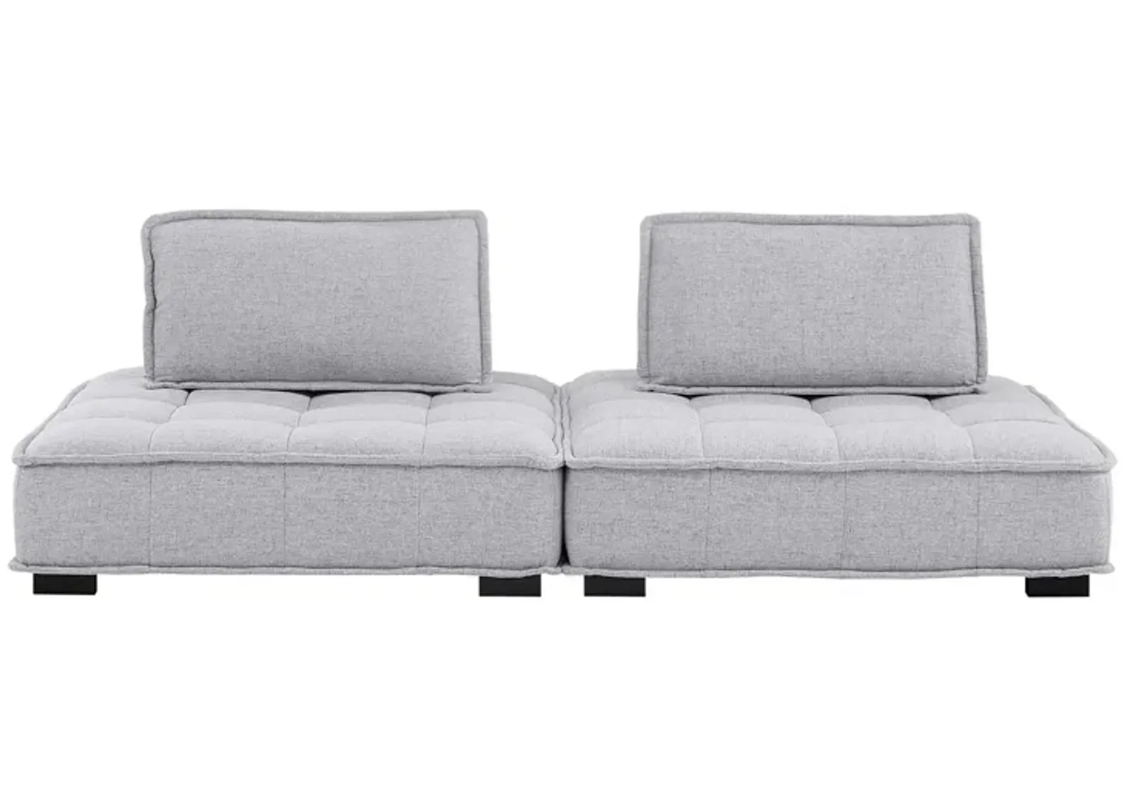 Saunter Tufted Fabric 2-Piece Loveseat Gray