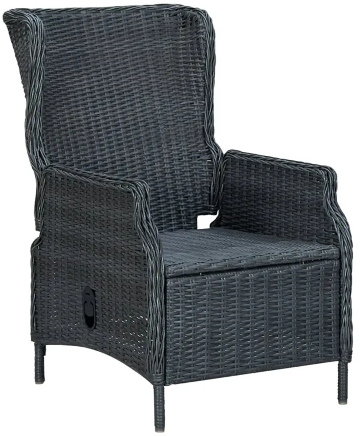 vidaXL Reclining Garden Chair with Cushions Poly Rattan Dark Gray