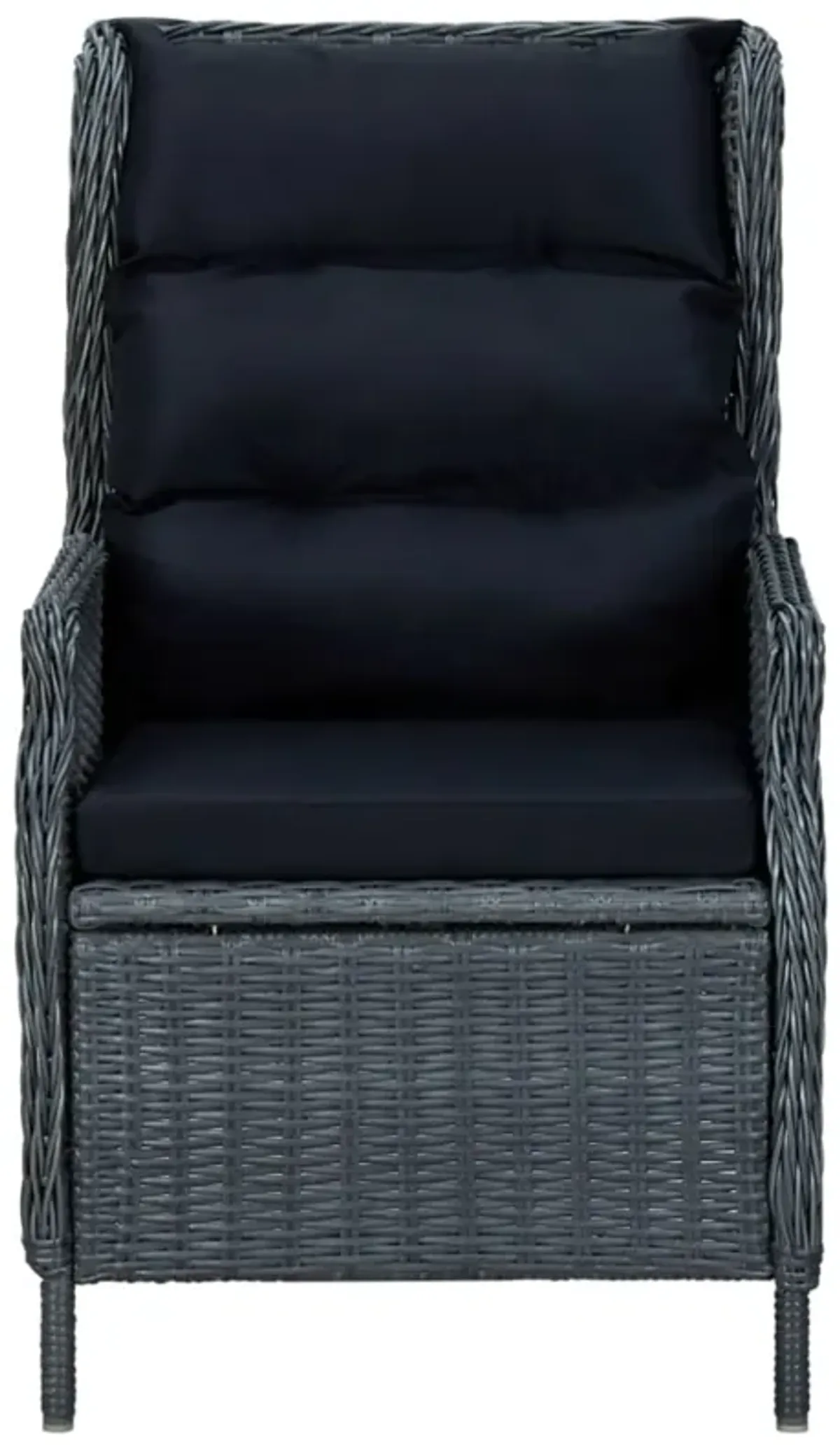 vidaXL Reclining Garden Chair with Cushions Poly Rattan Dark Gray