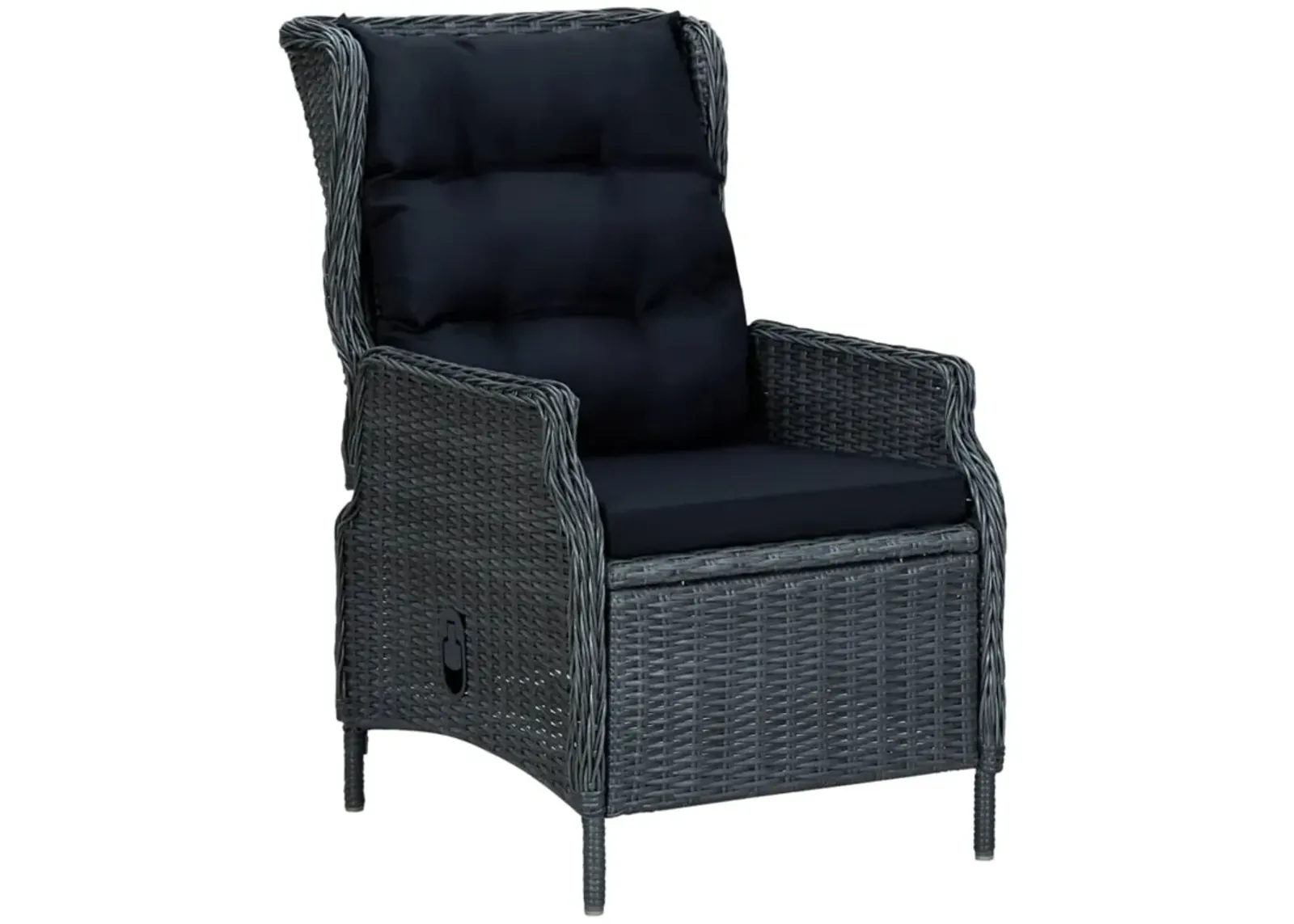 vidaXL Reclining Garden Chair with Cushions Poly Rattan Dark Gray