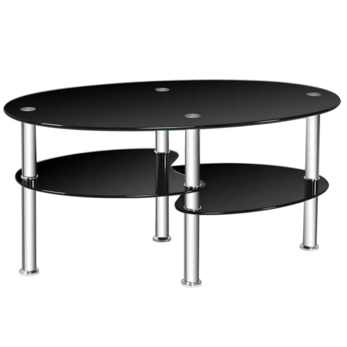 Hivvago Tempered Glass Oval Side Coffee Table