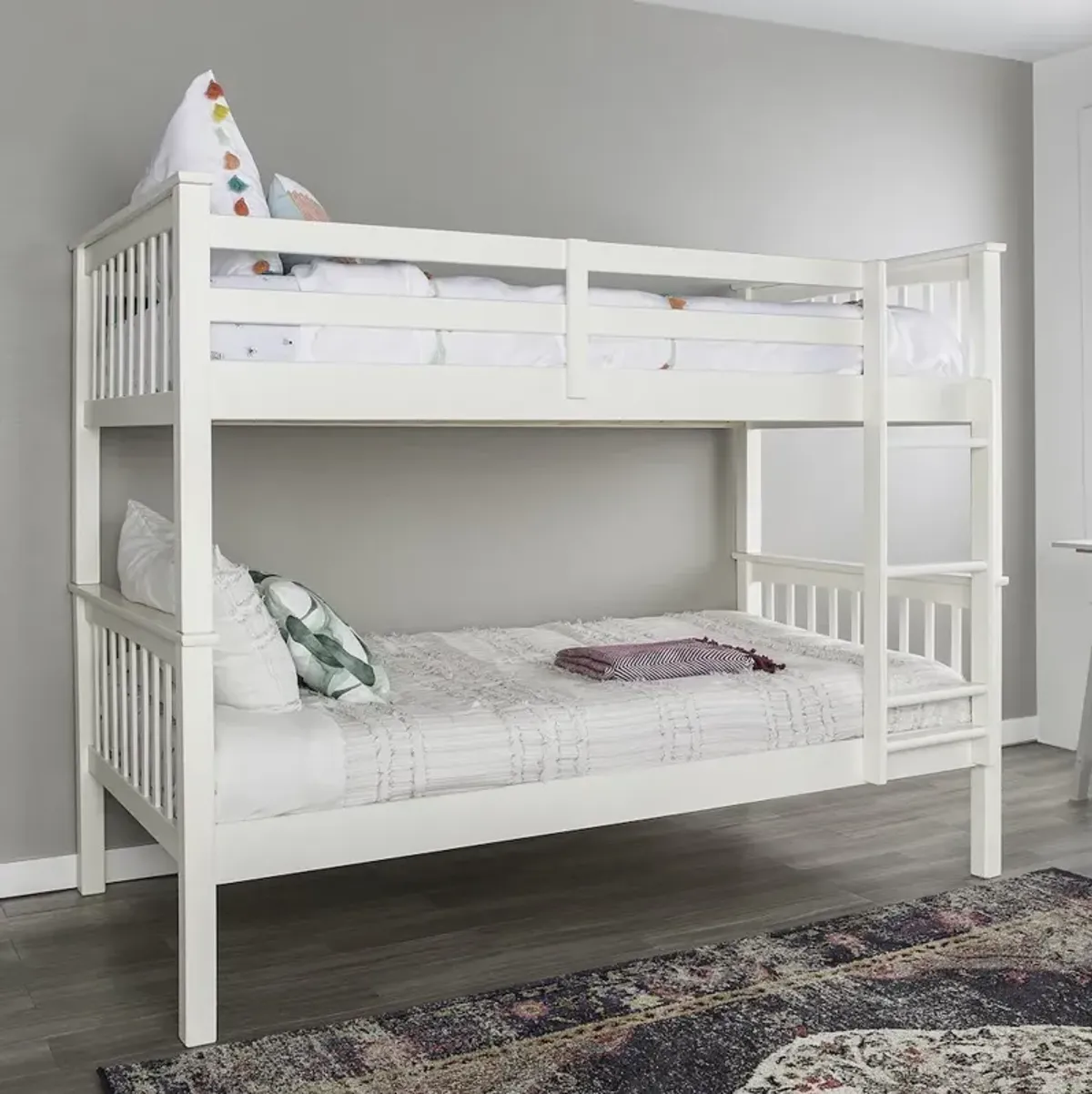 Belen Kox Convertible Twin Bunk Bed - White Finish, Belen Kox