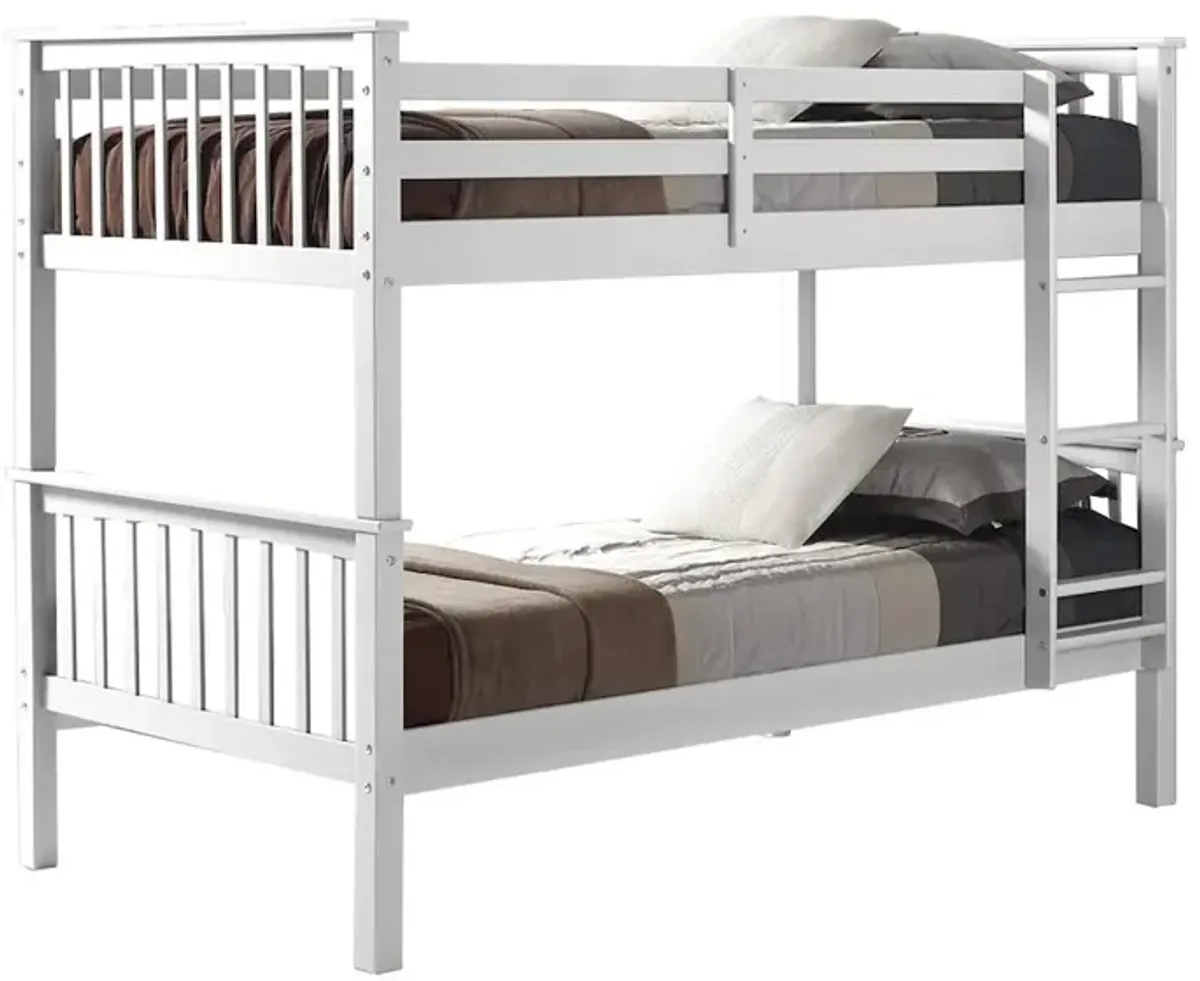 Belen Kox Convertible Twin Bunk Bed - White Finish, Belen Kox