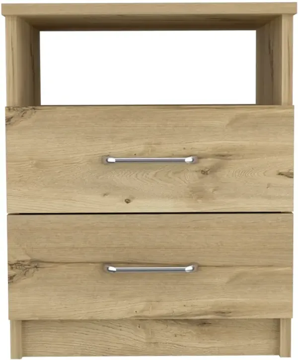 Brookline 2-Drawer 1-Shelf Rectangle Nightstand Light Oak