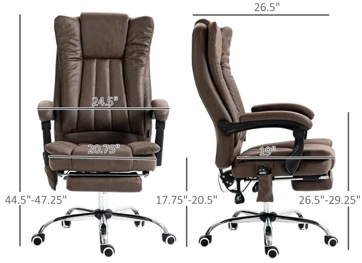 Coffee Microfiber Office Chair: Heated, 6 Point Adjustment