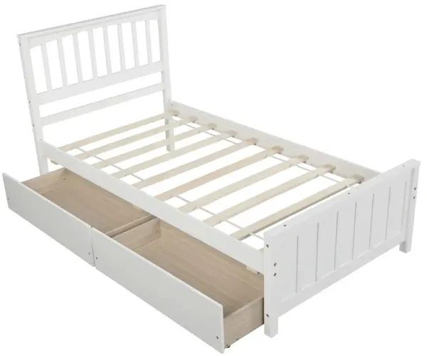 Platform Bed with Two Drawers Space-Saving Storage Bed Frame for Kids, Teens & Adults