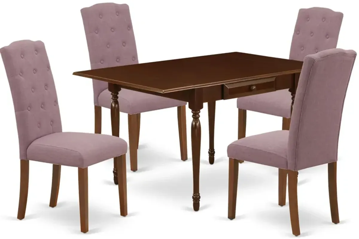 East West Furniture 1MZCE5-MAH-10 5Pc Dining Set - Rectangular Table and 4 Parson Chairs - Mahogany Color