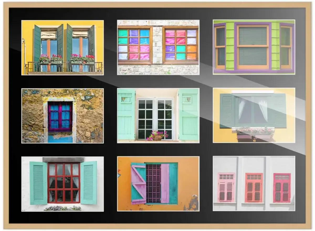 17.5x23.5 Wood Collage Frame with Black Mat For 9 5x7 Pictures
