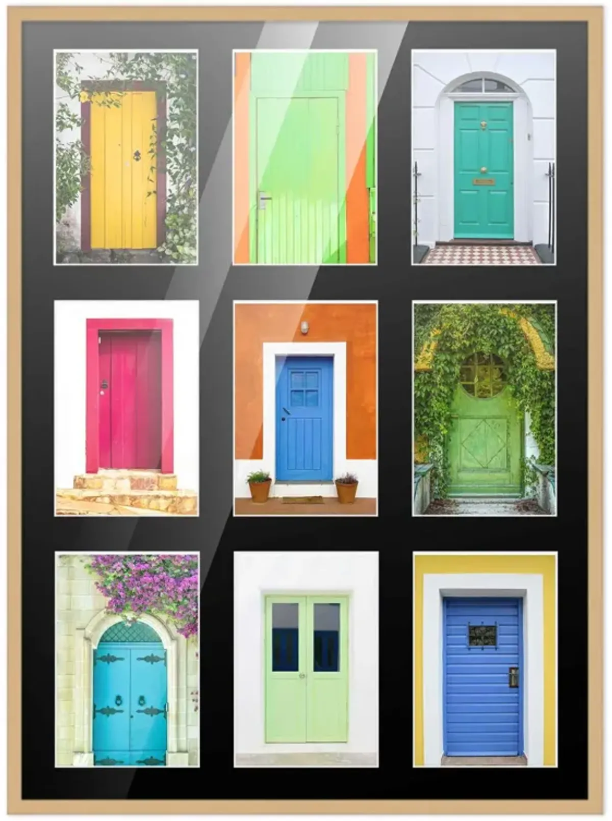 17.5x23.5 Wood Collage Frame with Black Mat For 9 5x7 Pictures