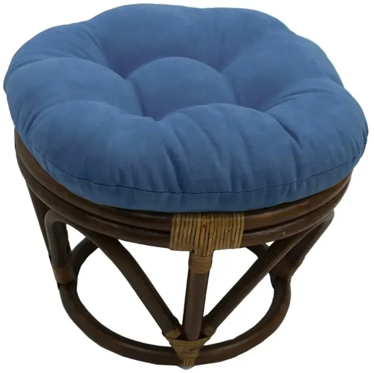 Rattan Ottoman with Micro Suede Cushion