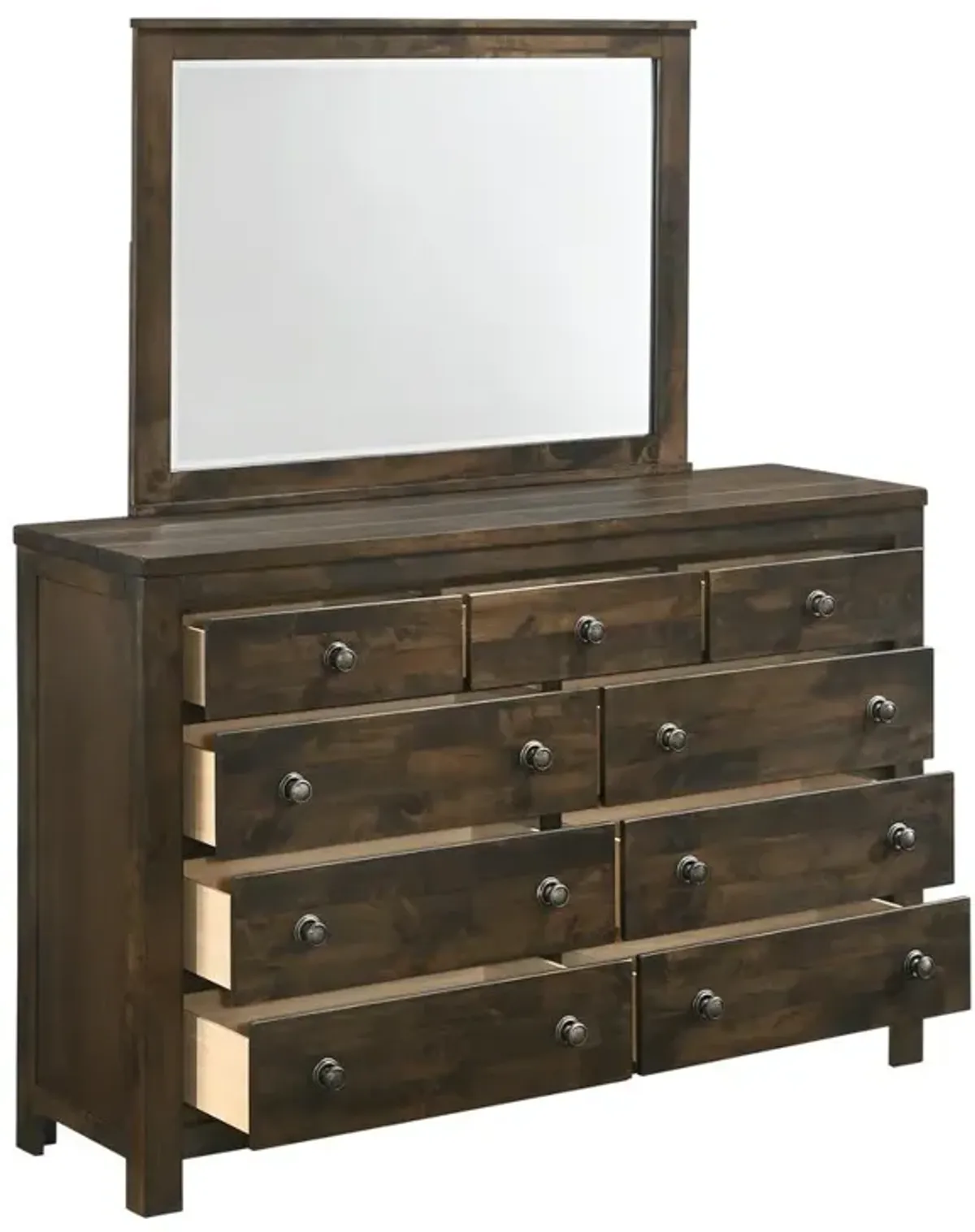 New Classic Furniture Furniture Blue Ridge Solid Wood 9-Drawer Dresser in Rustic Gray