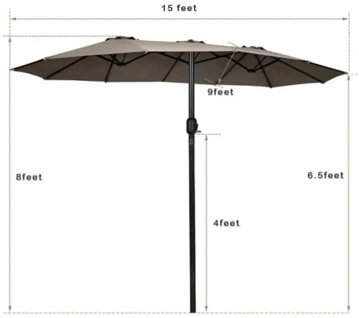 Hivvago 15 Feet Double-Sided Outdoor Patio Umbrella with Crank without Base