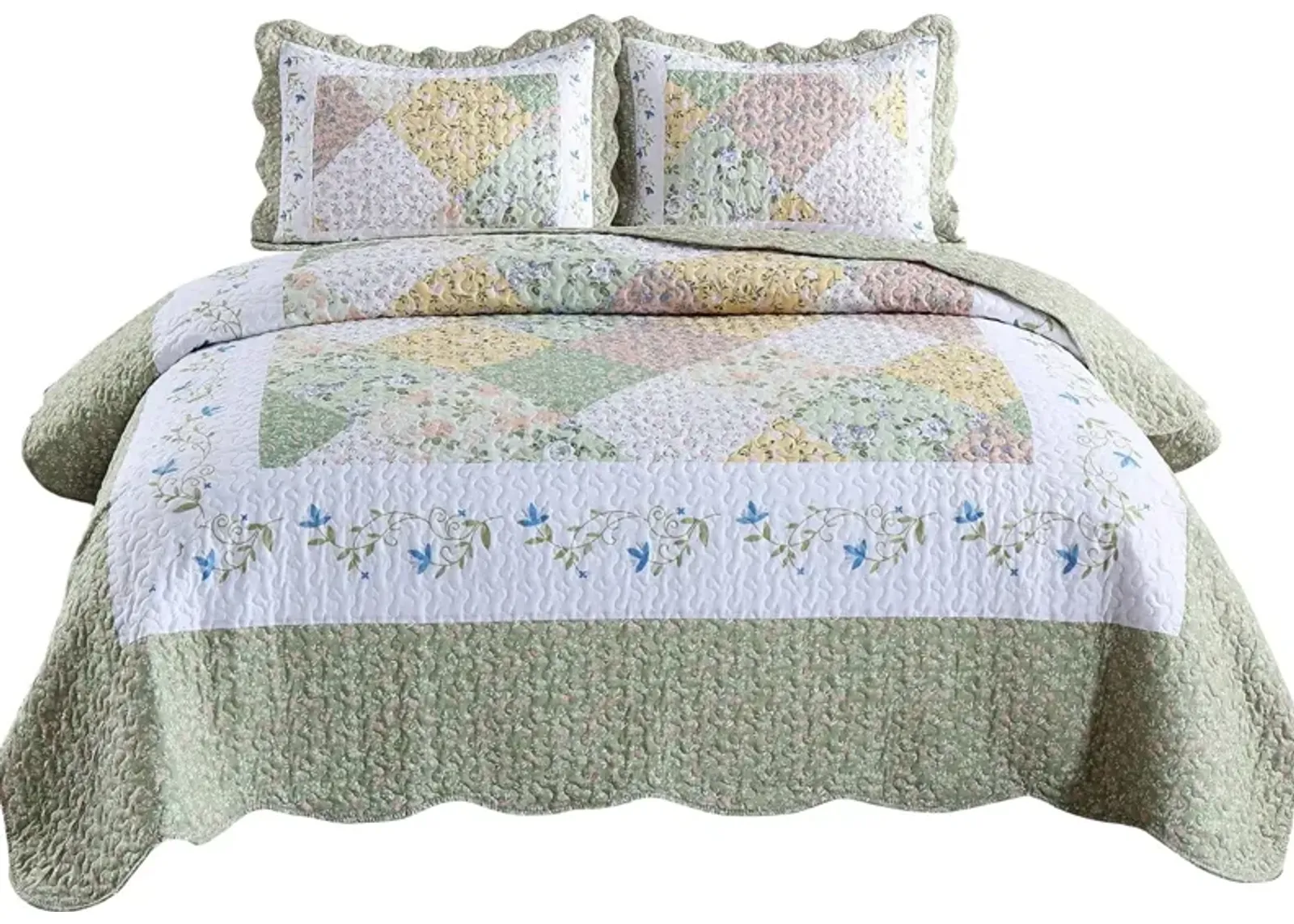 MarCielo 3 Piece Printed Quilt Bedspread Set