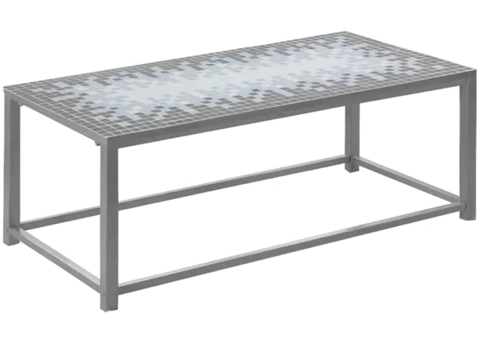 Monarch Specialties I 3140 Coffee Table, Accent, Cocktail, Rectangular, Living Room, 42" L, Metal, Tile, Blue, Grey, Transitional