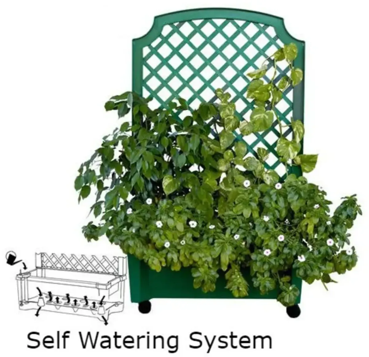 QuikFurn Indoor/Outdoor Green Polypropylene Wheeled Trellis Planter