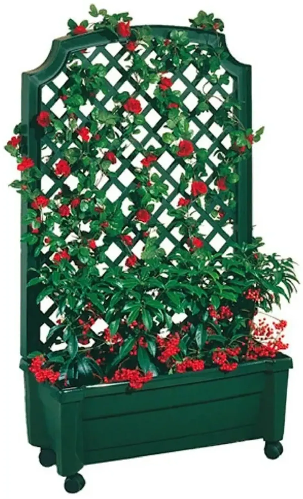 QuikFurn Indoor/Outdoor Green Polypropylene Wheeled Trellis Planter