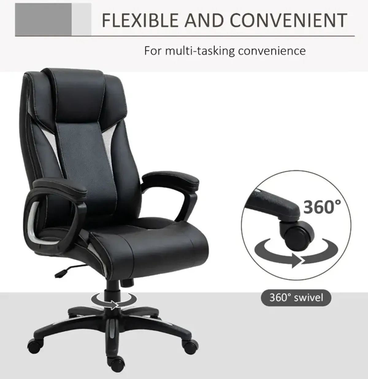 Black Executive Comfort: PU Leather High Back Office Chair