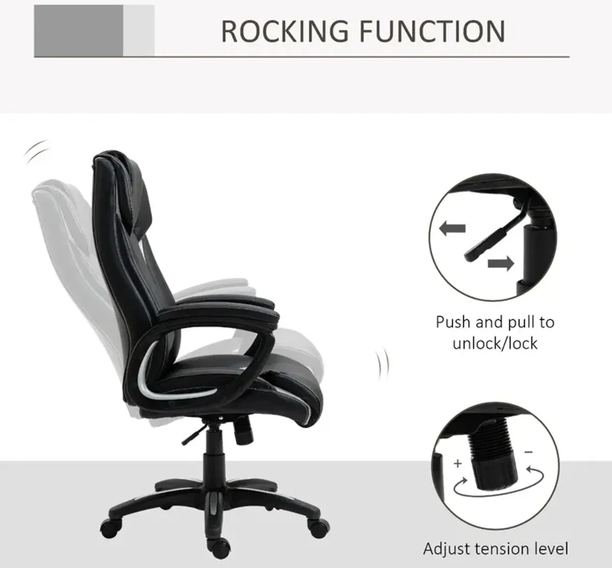 Black Executive Comfort: PU Leather High Back Office Chair