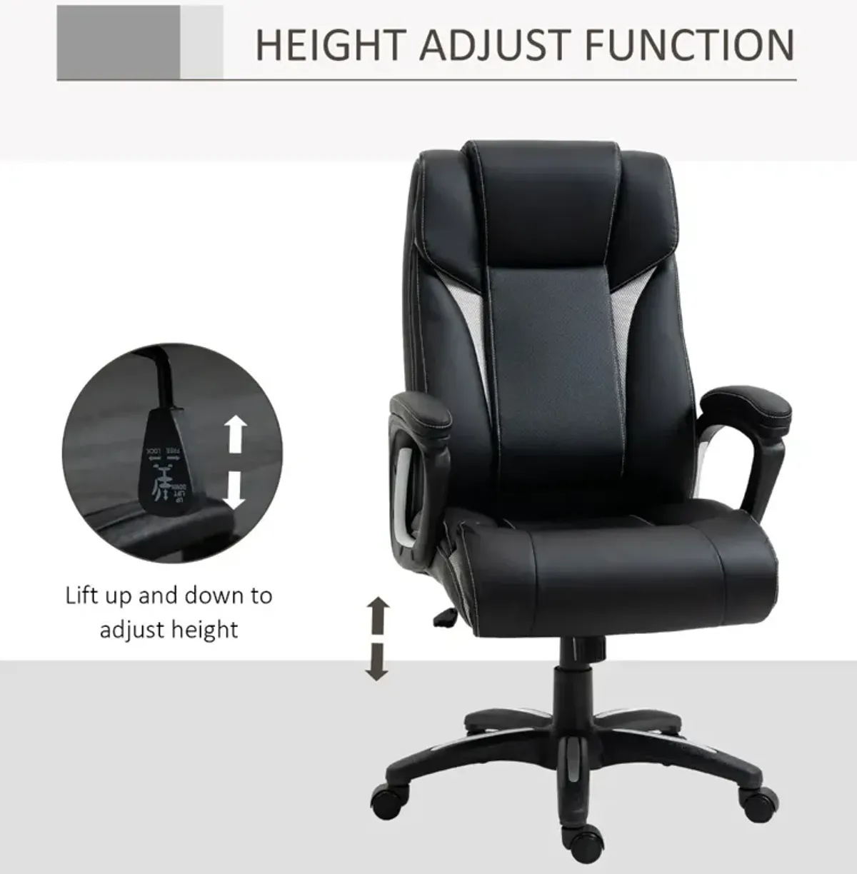 Black Executive Comfort: PU Leather High Back Office Chair