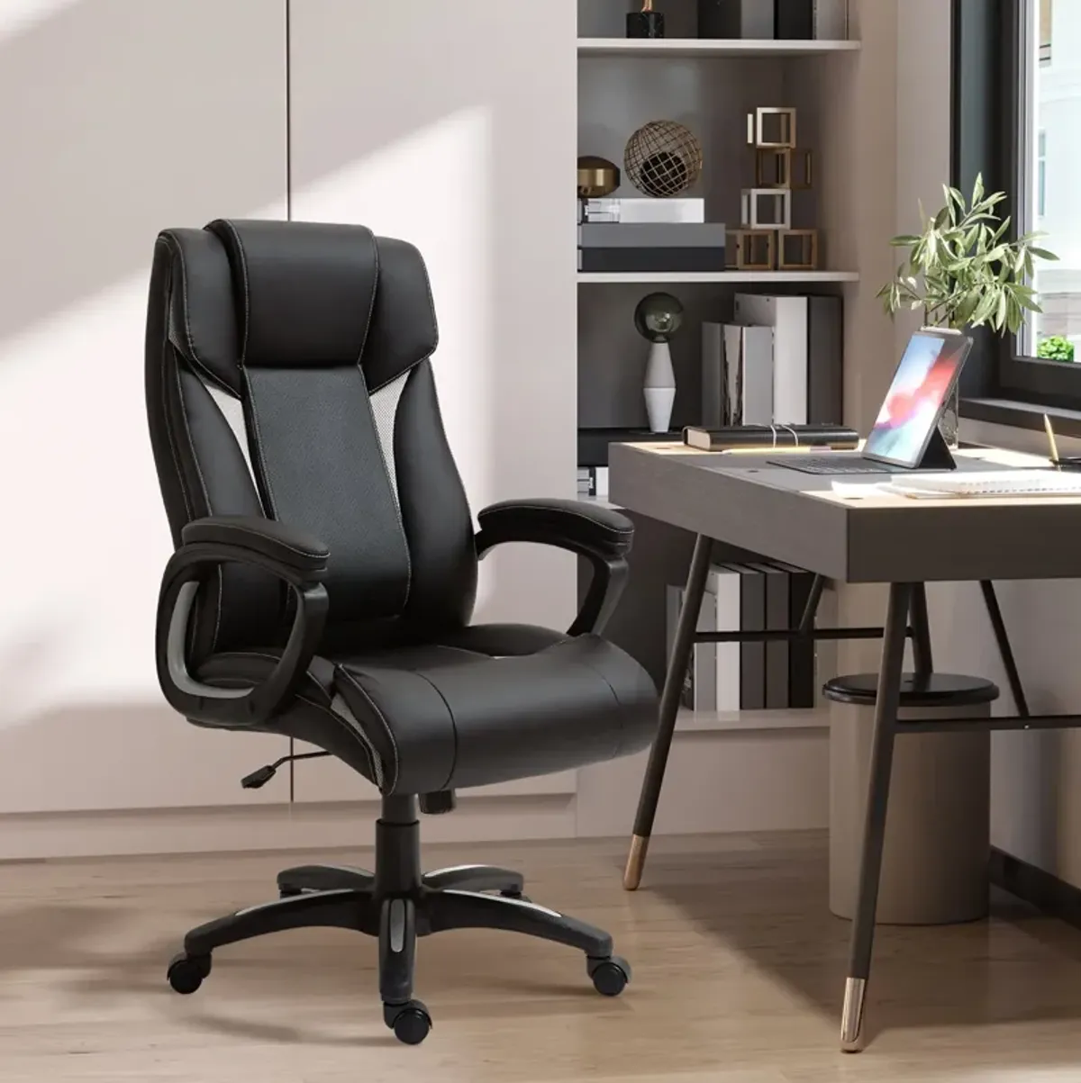 Black Executive Comfort: PU Leather High Back Office Chair