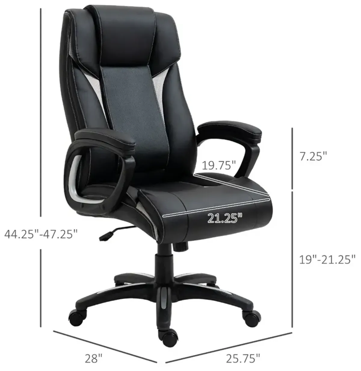 Black Executive Comfort: PU Leather High Back Office Chair