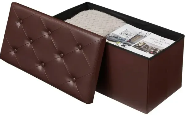 30-inch Light Grey Faux Leather Upholstered End of Bed Storage Bench Ottoman