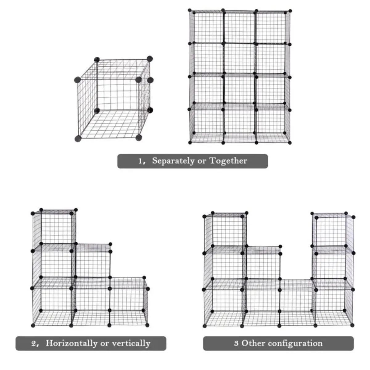 Hivvago DIY 6 Metal Wire Free Standing Modular Storage Cubes