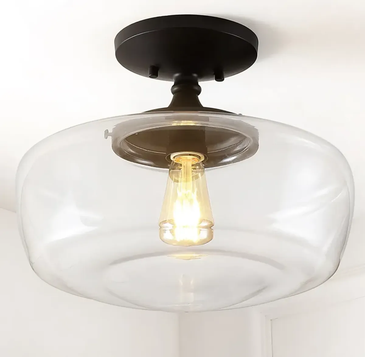 Marfa Glass/Iron Farmhouse Modern LED Flush Mount