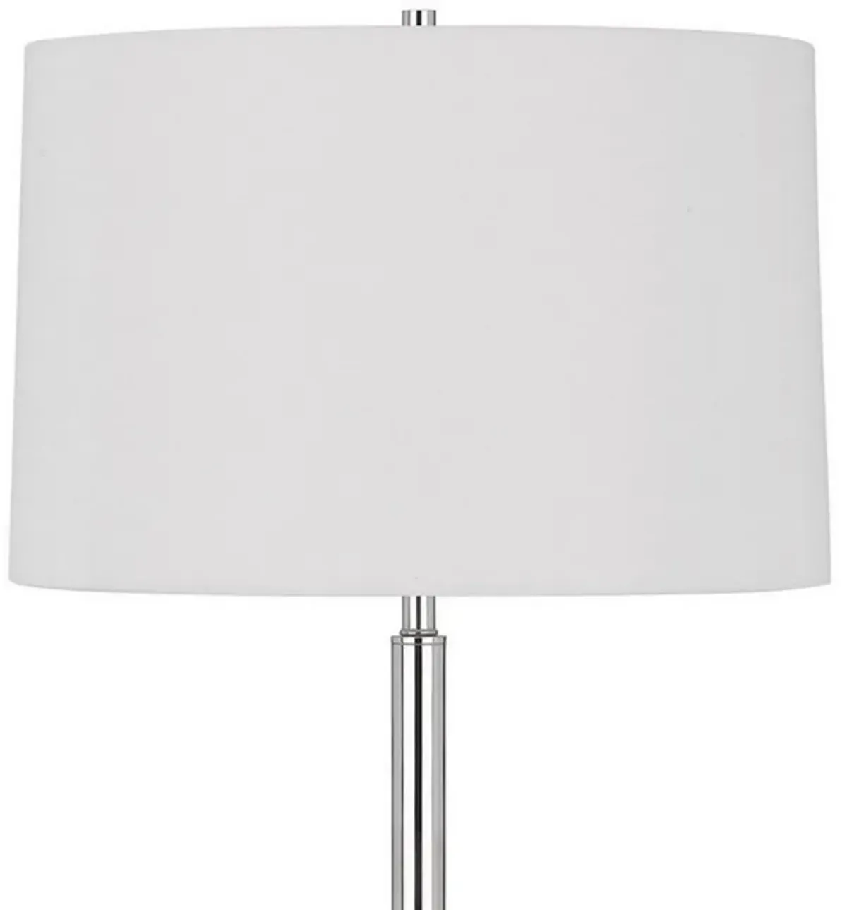 Ava 61 Inch Modern Floor Lamp, Glass Tray Table, 1 USB Port, Glossy, Chrome-Benzara