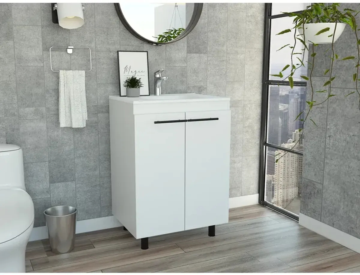 Sienna 2-Door Rectangle Freestanding Vanity Cabinet White