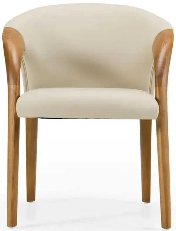 Modrest Wynetta Mid-Century Modern Grey Vegan Leather + Walnut Dining Chair