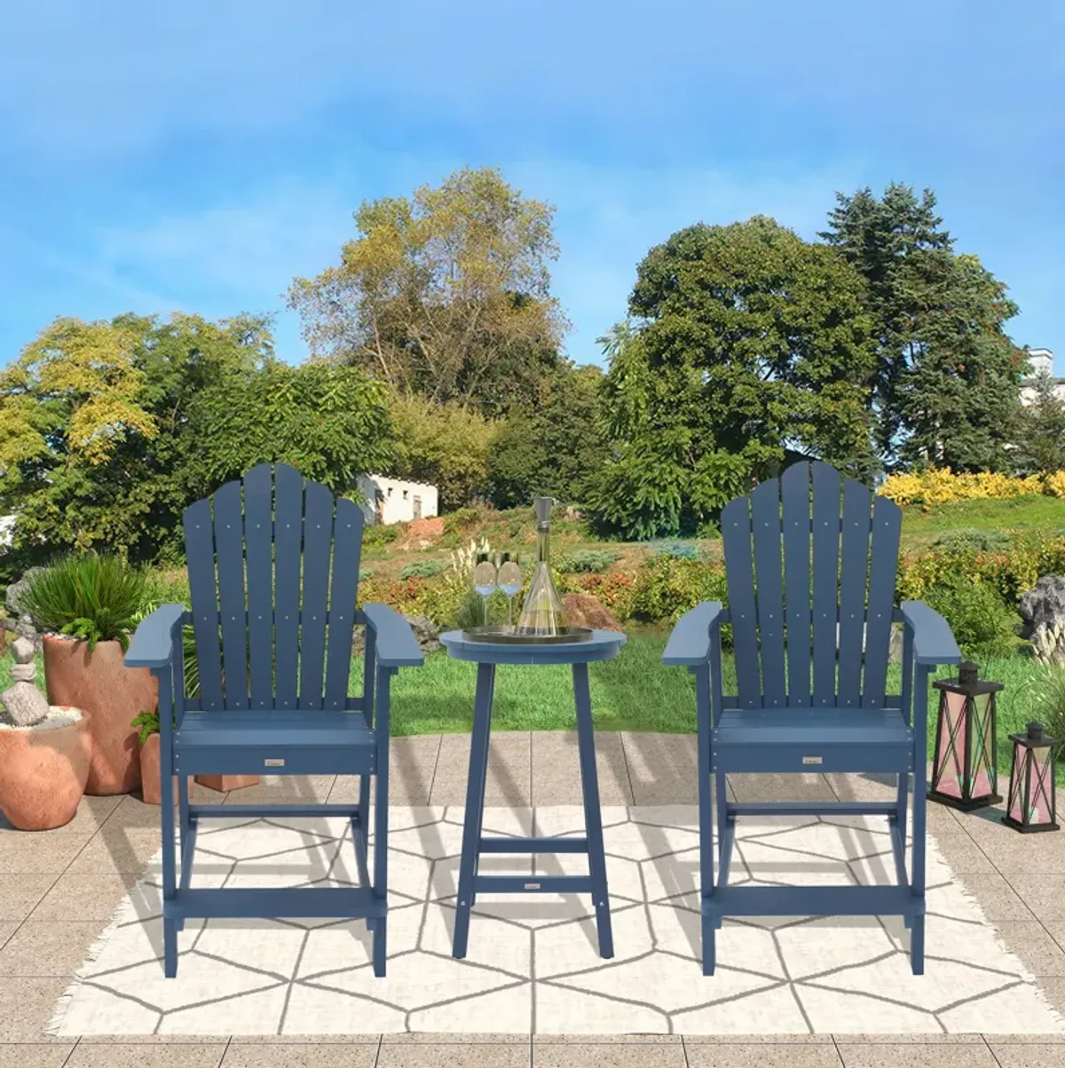 MONDAWE  2 Piece Outdoor Porch Chairs with 2 in. Hole Connecting Tray