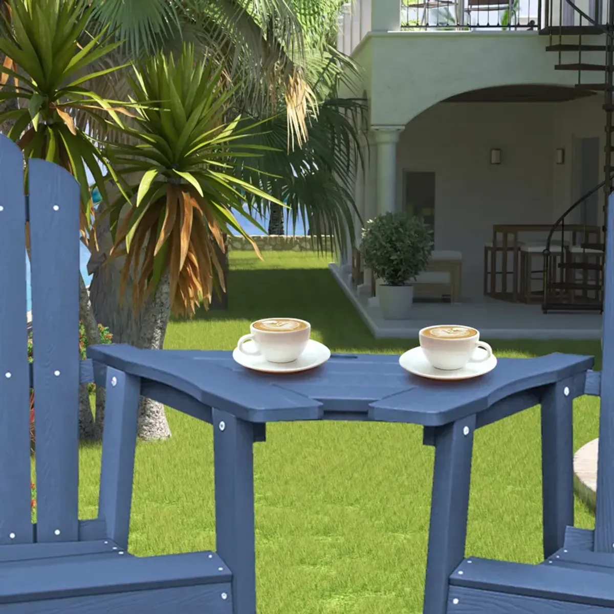 MONDAWE  2 Piece Outdoor Porch Chairs with 2 in. Hole Connecting Tray