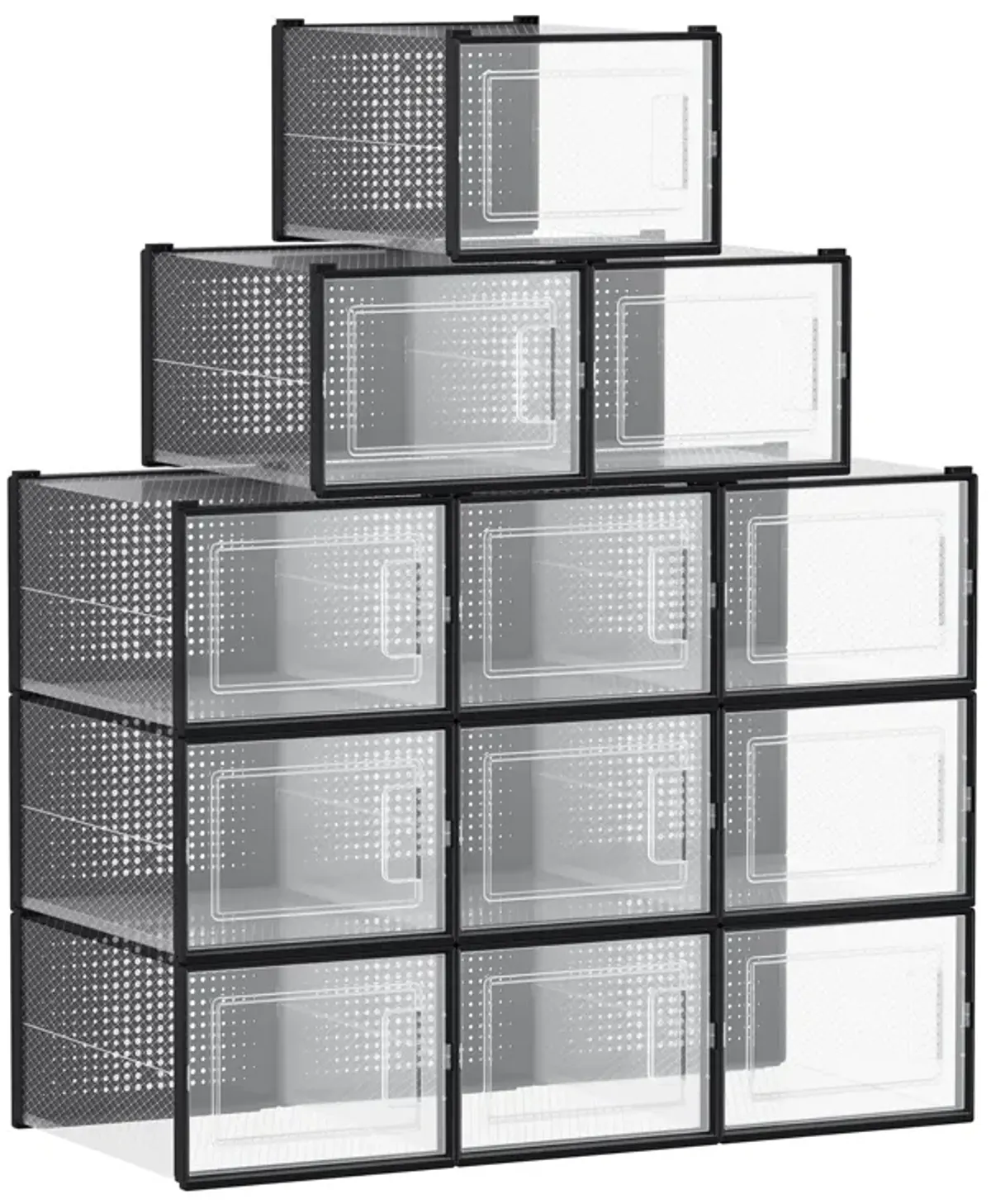 Pack of 18 Stackable Shoe Storage Organizers - Efficient Shoe Boxes for Neat Storage