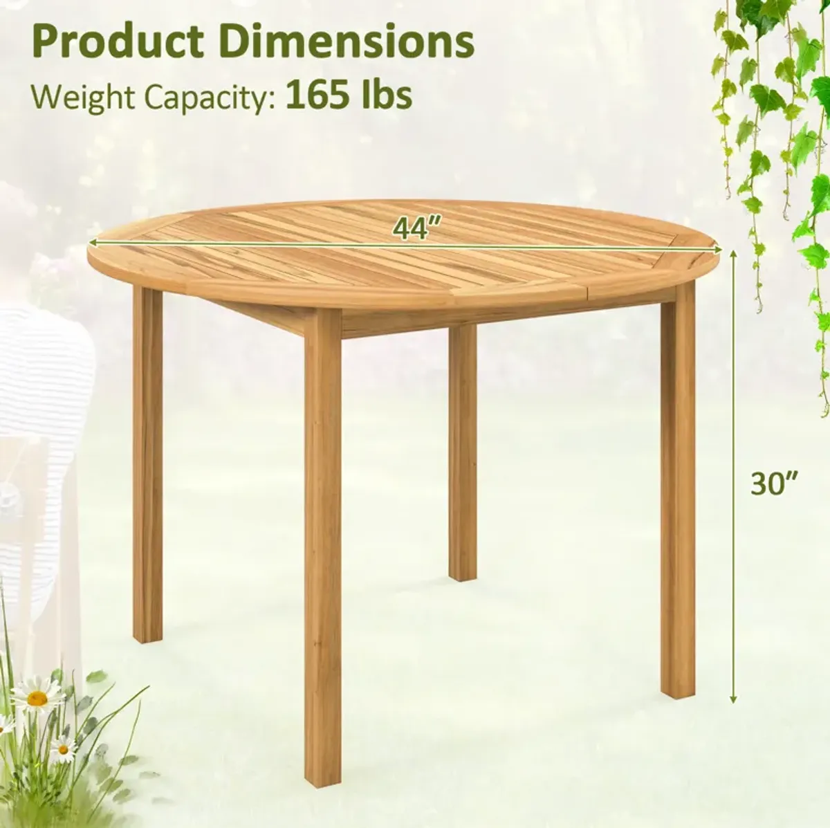 4-Person Large Round Outdoor Dining Table