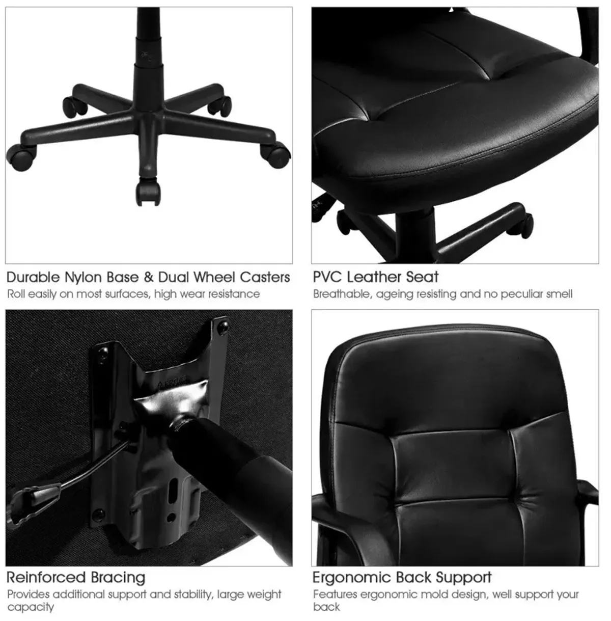 Costway Ergonomic Mid-Back Executive Office Chair Swivel Computer Desk Task Chair New