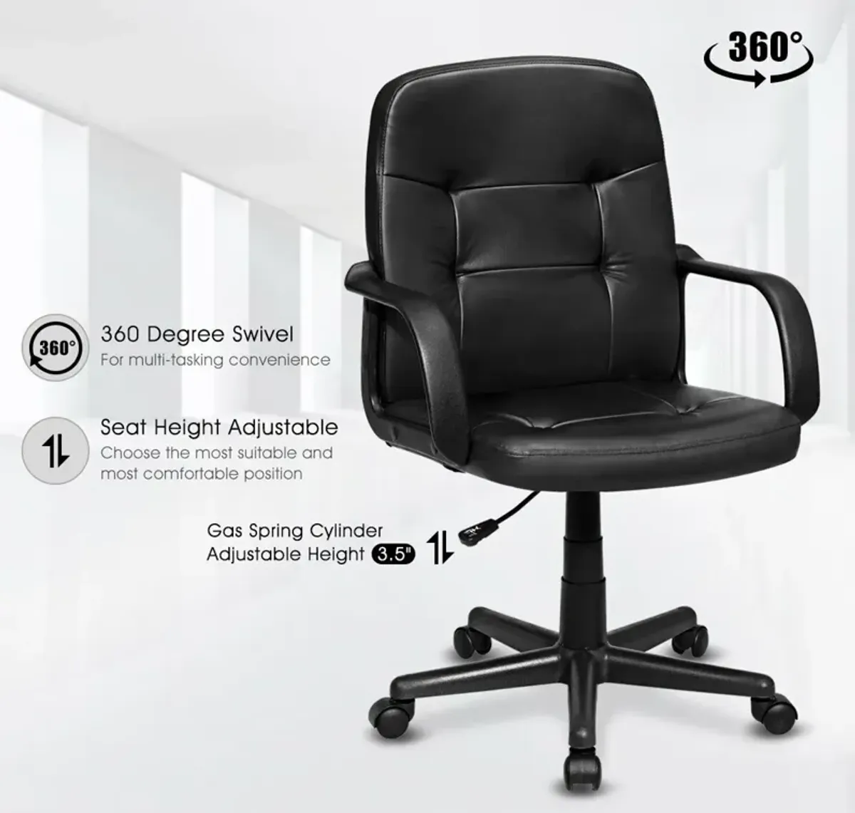 Costway Ergonomic Mid-Back Executive Office Chair Swivel Computer Desk Task Chair New