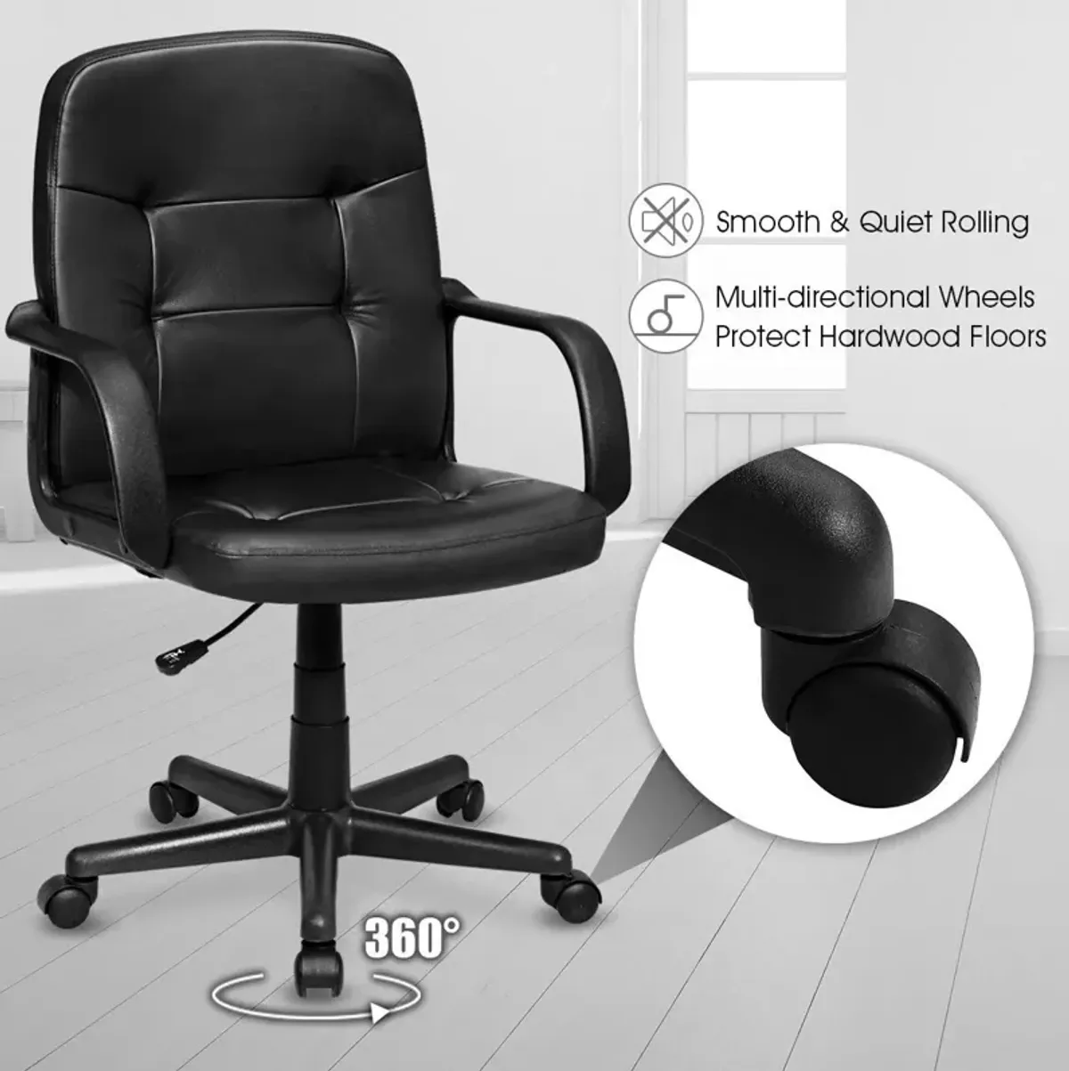 Costway Ergonomic Mid-Back Executive Office Chair Swivel Computer Desk Task Chair New