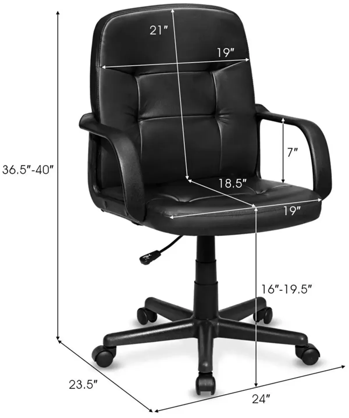 Costway Ergonomic Mid-Back Executive Office Chair Swivel Computer Desk Task Chair New