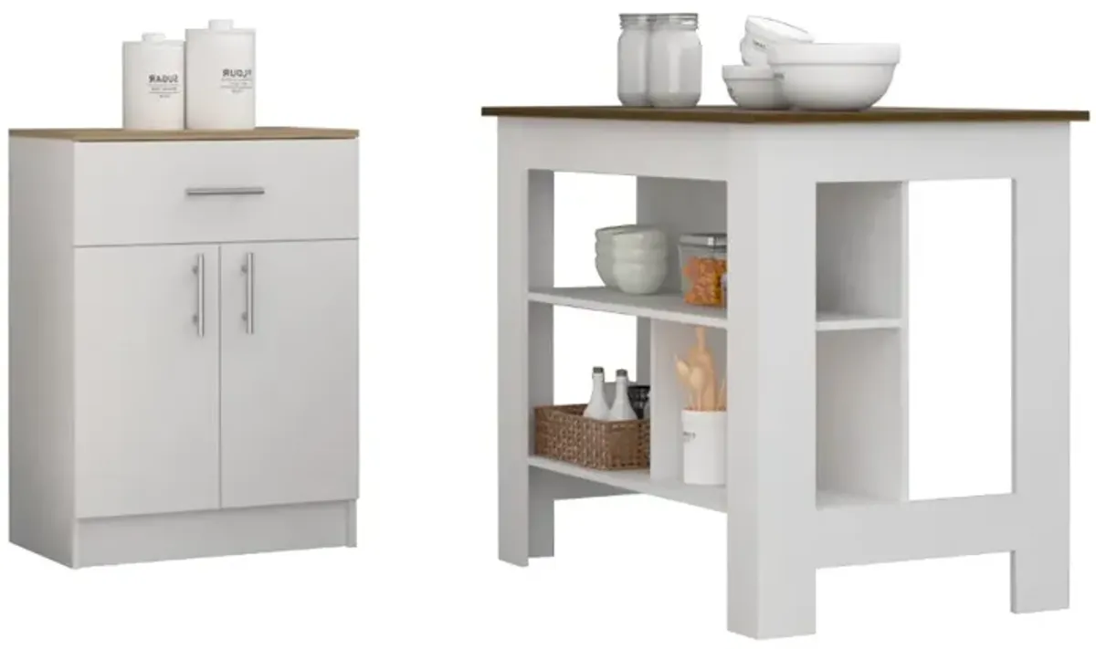 California 2 Piece Kitchen Set, Kitchen Island + Kitchen Pantry