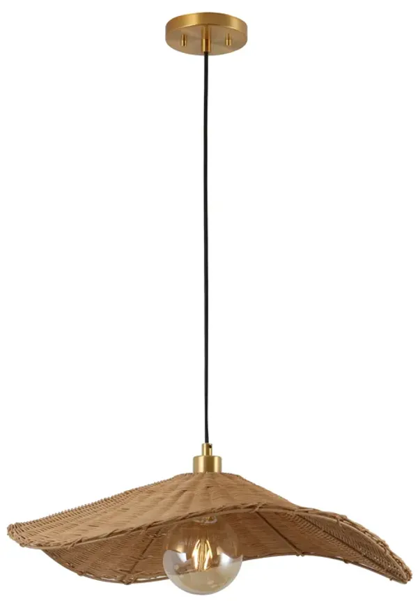 Miko 24.5" Modern Coastal Organic Curve Rattan LED Pendant